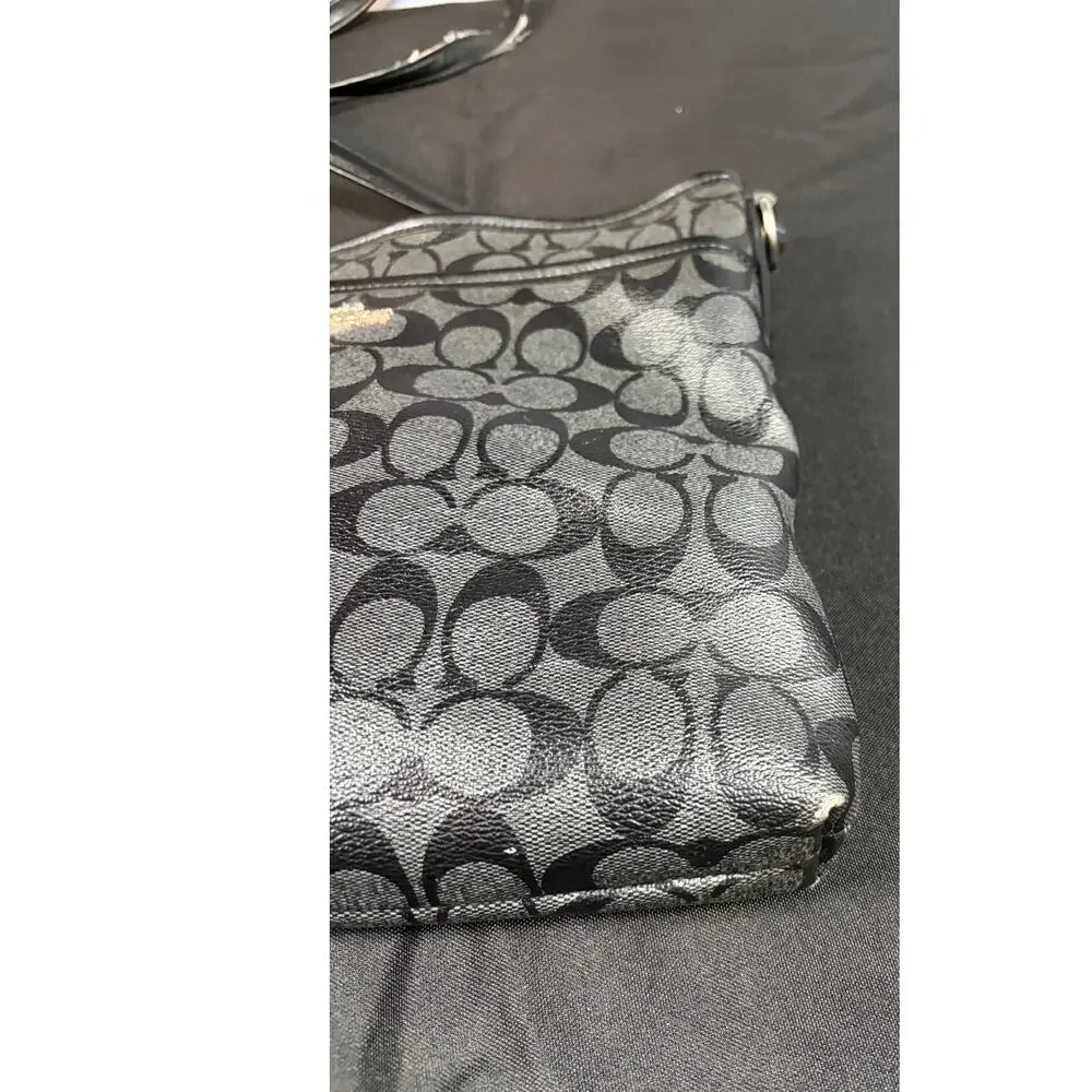 Coach Signature File Leather Crossbody Bag – Black/Gray | Authentic - Picture 6 of 9